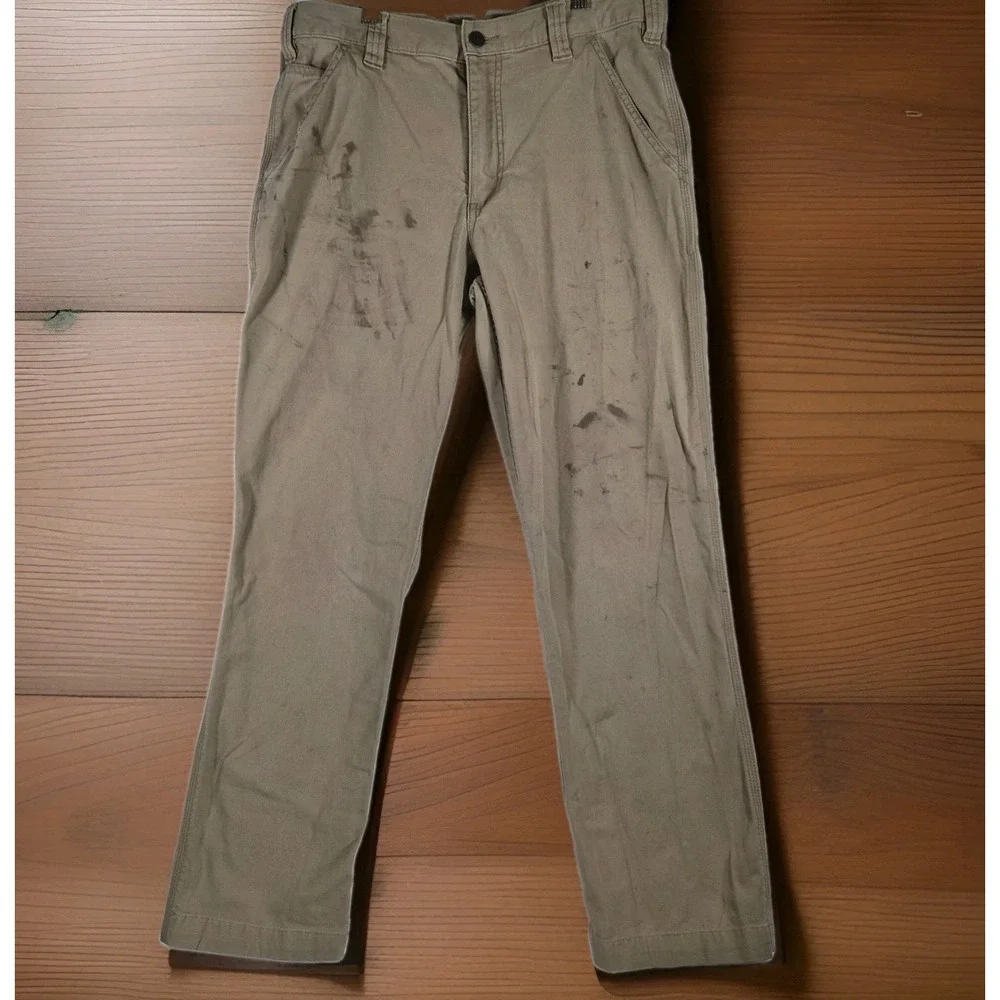 Carhartt Rugged Flex Relaxed Fit Canvas Work Pants Men's 32x30 Tan Workwear
